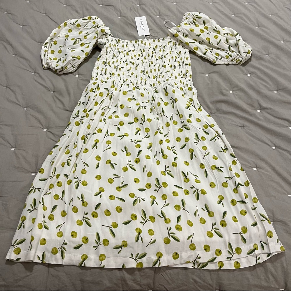 Anthropologie / Sea Folly Summer Crush Mini Dress in Olive Print